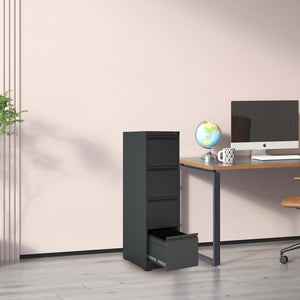 English Elm 4 Drawer Metal Vertical File Cabinet with Lock, Heavy-Duty Steel, Full-Extension Drawers, Anti-Tilt Safety Black T2398P154421