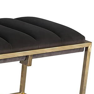 English Elm Dark Velvet Tufted Bench with Gold Metal Base, Mid-Century Glam 48" Seating, Channel-Back Accent B062P153580