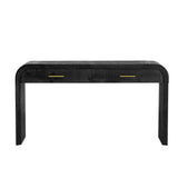 English Elm Trexm Unique Retro Silhouette Console Table With Open Style, Two Top Drawers For Entrance, Dinning Room, Living Room (Antique Black)