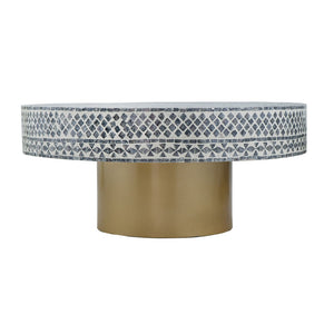 English Elm 35x35x16" Capiz Shell Square Coffee Table with Gold Pedestal Base for Bohemian Living W2078P154259