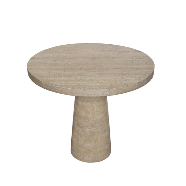 English Elm 36x36x30" Round Pedestal Dining Table Matte Magnesium Build Seats Four Compact Spaces Cream W2078S00005
