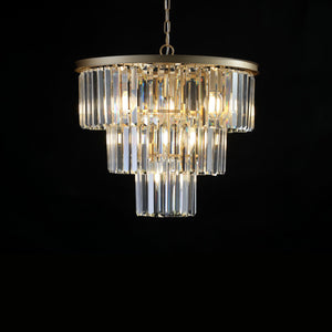 English Elm (Same As W1340P143192/L5007-500-G) 20" 3-Tier Crystal Chandelier, 7-Light Gold Frame Elegant Ceiling Fixture For Glam Homes W1340P189316