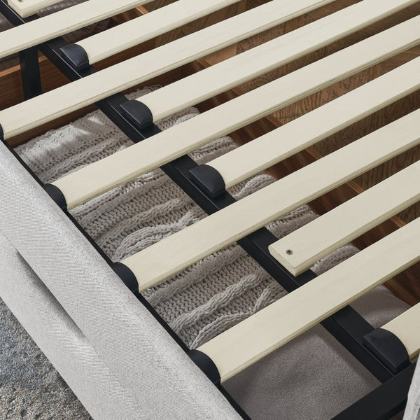 English Elm Twin Size Upholstered Daybed With Trundle, Two Storage Drawers, Modern Linen Beige Design For Any Room W1413S00024-GIGA