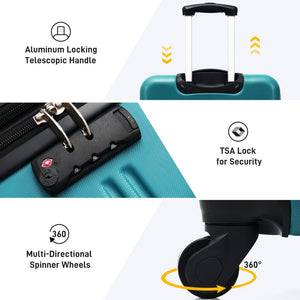 English Elm Hardshell 3 Piece Spinner Luggage Set with Tsa Lock Lightweight Abs Travel Suitcases PP191030AAF