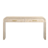 English Elm Trexm Unique Retro Silhouette Console Table With Open Style, Two Top Drawers For Entrance, Dinning Room, Living Room (Natural Wood Wash)