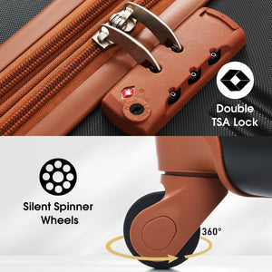English Elm Hardshell Abs Spinner Luggage Set with Tsa Lock Carry on and Checked Suitcase Trio Black+Brown PP309433AAP