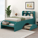 Hearth and Haven Wood Twin Size Platform Bed with 2 Drawers, Storage Headboard and Footboard WF313560AAF