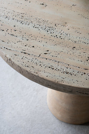 English Elm 36x36x30" Round Pedestal Dining Table Matte Magnesium Build Seats Four Compact Spaces Cream W2078S00005