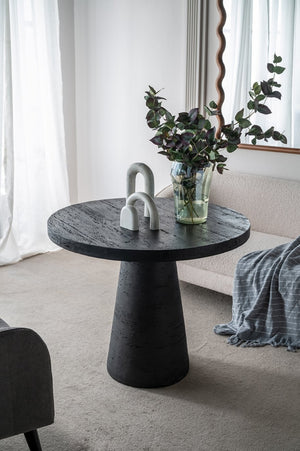 English Elm 36x36x30" Round Pedestal Dining Table Matte Magnesium Build Seats Four Compact Spaces Black W2078S00004