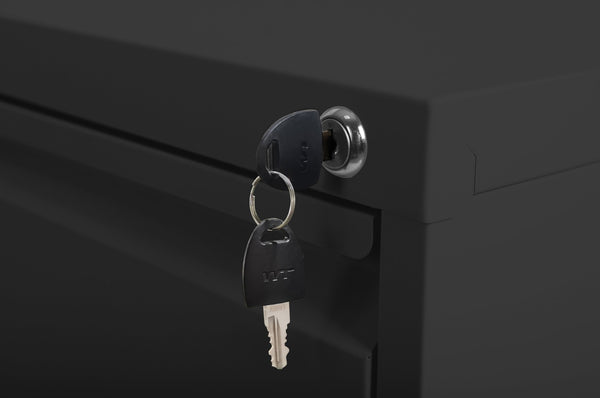 English Elm 2 Drawer Metal File Cabinet with Lock — Durable Steel Vertical Filing Unit, Anti-Tilt, Smooth Drawers, Adjustable Rails Black T2398P154414