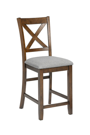 English Elm 5 Piece Dining Table Set - Stylish Counter Height Square Table With 4 Upholstered Chairs For Small Spaces W1998S00032