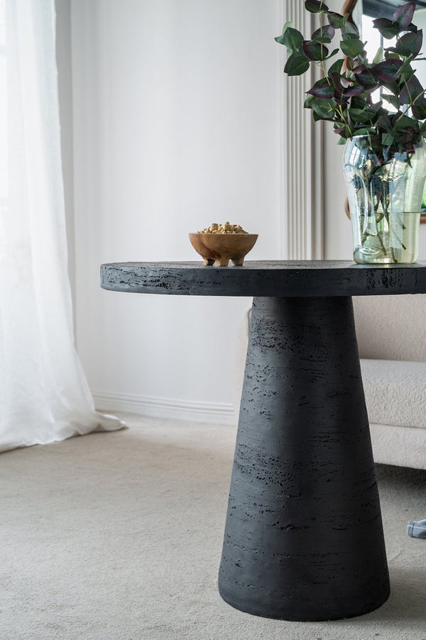 English Elm 36x36x30" Round Pedestal Dining Table Matte Magnesium Build Seats Four Compact Spaces Black W2078S00004