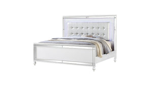 English Elm Sterling Queen Upholstered LED Bed with Gold Wood Frame, Crystal-Tufted Headboard, Glamorous Ambiance nkh 808857726636