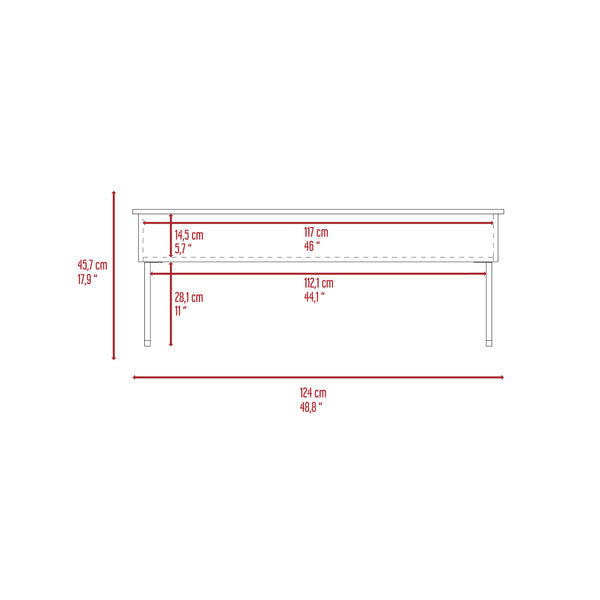 English Elm Lift Top Coffee Table with Hidden Storage and Metal Legs, 48.8" Wide Modern Carbon Espresso Finish Brown 55 L x 33 W x 4 H B097133116