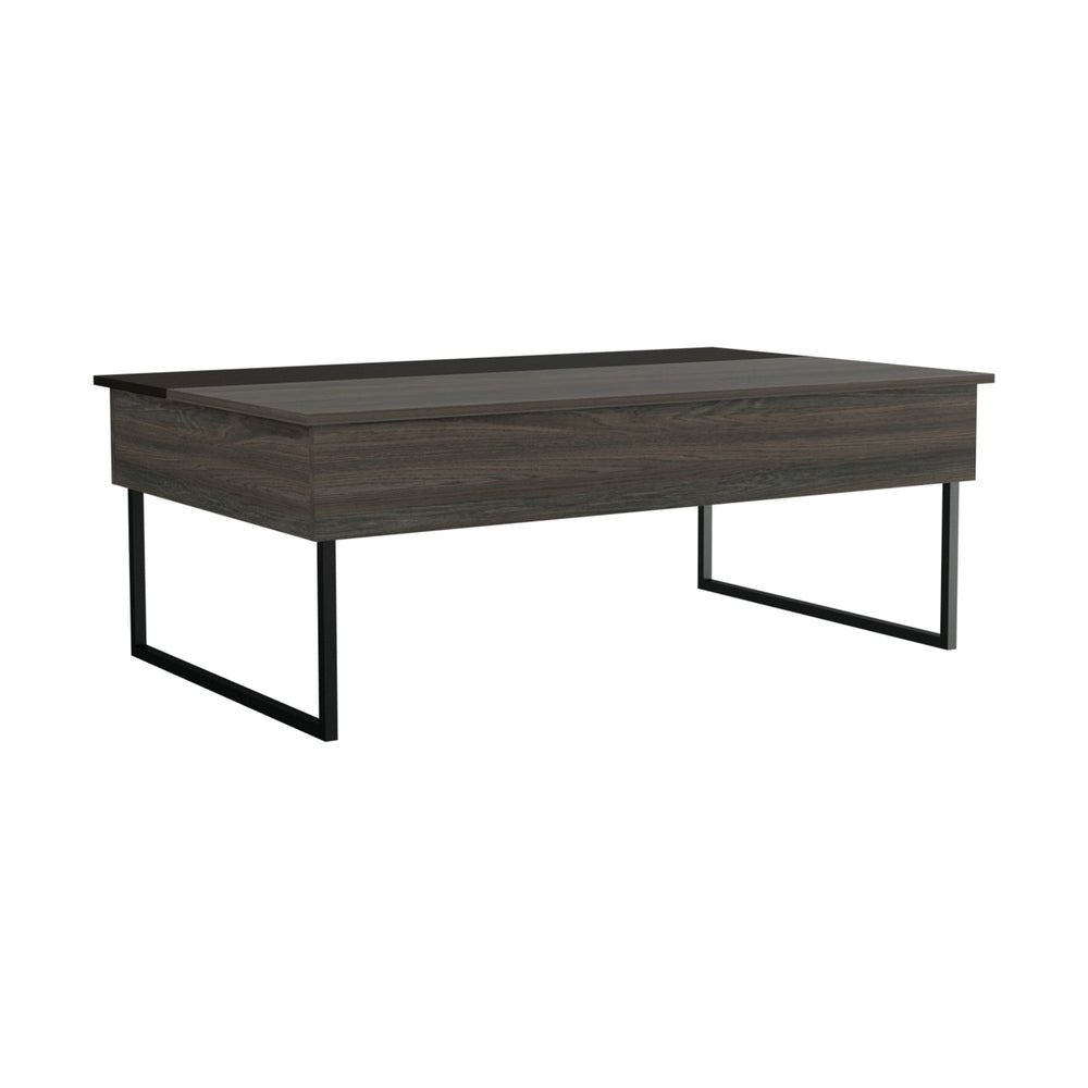English Elm Lift Top Coffee Table with Hidden Storage and Metal Legs, 48.8" Wide Modern Carbon Espresso Finish Brown 55 L x 33 W x 4 H B097133116