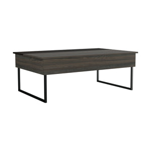 English Elm Lift Top Coffee Table with Hidden Storage and Metal Legs, 48.8" Wide Modern Carbon Espresso Finish Brown 55 L x 33 W x 4 H B097133116