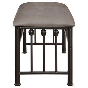 English Elm Brown Vintage-Inspired Microsuede Bench with Dark Bronze Metal Frame, Durable Chic Seating for Bedroom Guests B062P153579