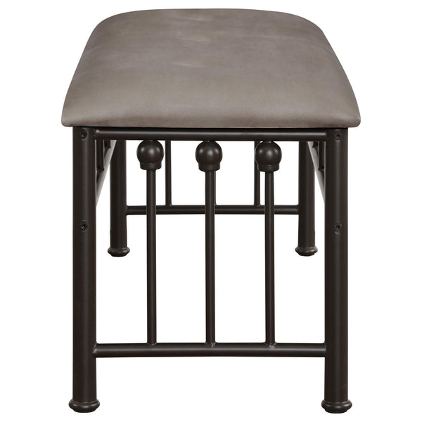 English Elm Brown Vintage-Inspired Microsuede Bench with Dark Bronze Metal Frame, Durable Chic Seating for Bedroom Guests B062P153579