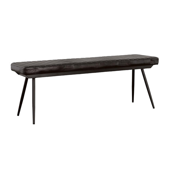 English Elm Espresso Tufted Faux Leather Dining Bench with Black Tapered Metal Legs, Stylish 54" Seating Appeal B062P153581