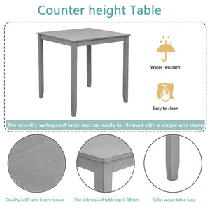 English Elm Wooden Counter Height Dining Table For Small Spaces, Stylish Gray Finish, Seats 4 Comfortably W1998126370-GIGA