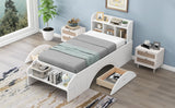 Hearth and Haven Wood Twin Size Platform Bed with 2 Drawers, Storage Headboard and Footboard WF313560AAK