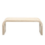 English Elm Trexm Minimalist Coffee Table With Curved Art Deco Design For Living Room Or Dining Room(Natural Wood Wash)