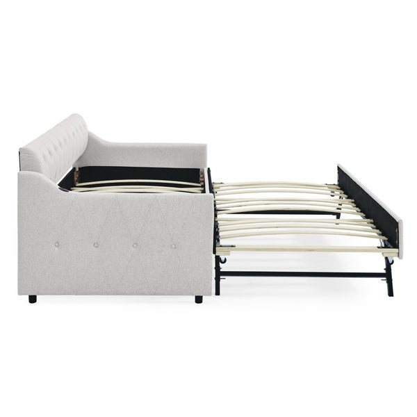 English Elm Twin Size Upholstery Daybed With Erectable Trundle And Usb Charging - Modern, Stylish, Space-Saving Solution W1413S00027-GIGA