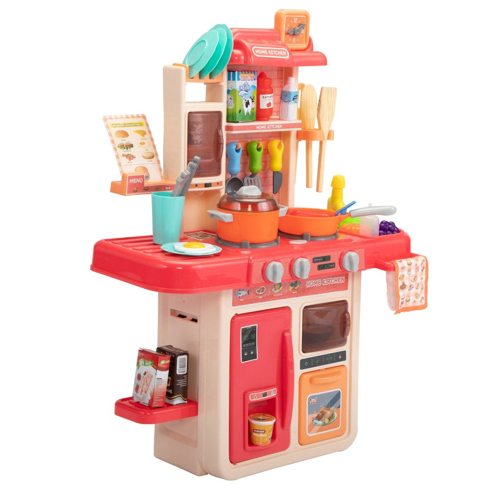 English Elm Kids Pretend Play Kitchen Set with Lights Sounds Smoke Effects and 42 Piece Accessories W2181P154411
