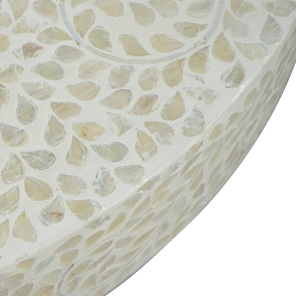 English Elm 35x35x16" Capiz Shell Inlay Square Coffee Table with Iridescent Vine Top Gold Base W2078P154260