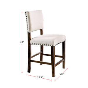 English Elm Set of 2 Linen Upholstered Dining Chairs with Nailhead Trim, Brown Cherry & Ivory Fabric Seats — Cozy, Stylish Comfort for Any Dining Room B016P154455