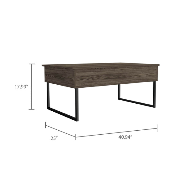 English Elm Lift Top Coffee Table with Hidden Storage & Metal Legs, 40.9" Wide Modern Dark Walnut Finish B097133211
