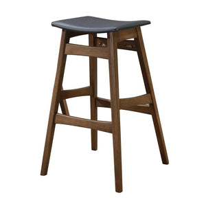 English Elm Dark Grey Mid-Century Bar Stools Set of 2 — Compact Natural Walnut Seats, Tapered Legs, Stylish Durable Finish B062P153518