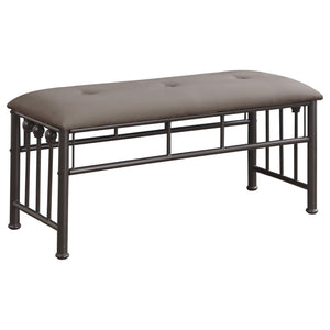 English Elm Brown Vintage-Inspired Microsuede Bench with Dark Bronze Metal Frame, Durable Chic Seating for Bedroom Guests B062P153579