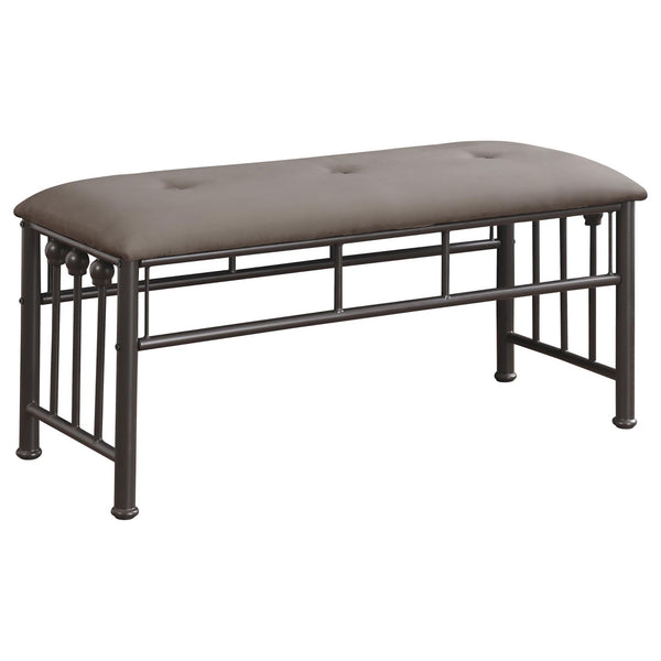 English Elm Brown Vintage-Inspired Microsuede Bench with Dark Bronze Metal Frame, Durable Chic Seating for Bedroom Guests B062P153579
