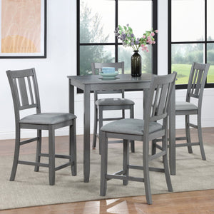English Elm 5 Piece Counter-Height Dining Set - Modern Farmhouse Square Table & 4 Upholstered Chairs, Gray W1998S00031