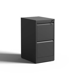 English Elm 2 Drawer Metal File Cabinet with Lock — Durable Steel Vertical Filing Unit, Anti-Tilt, Smooth Drawers, Adjustable Rails Black T2398P154414