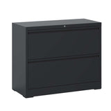 English Elm Lateral File Cabinet 2 Drawer, Black Filing Cabinet With Lock, Lockable File Cabinet For Home Office, Locking Metal File Cabinet For Legal/Letter/A4/F4 Size