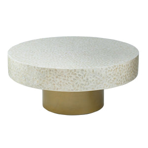English Elm 35x35x16" Capiz Shell Inlay Square Coffee Table with Iridescent Vine Top Gold Base W2078P154260