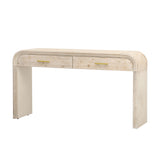 English Elm Trexm Unique Retro Silhouette Console Table With Open Style, Two Top Drawers For Entrance, Dinning Room, Living Room (Natural Wood Wash)