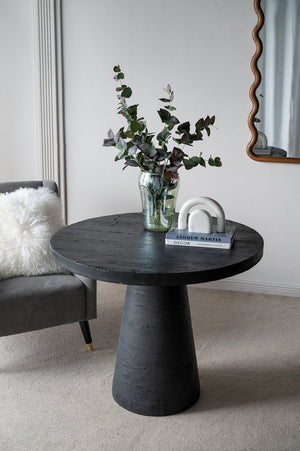 English Elm 36x36x30" Round Pedestal Dining Table Matte Magnesium Build Seats Four Compact Spaces Black W2078S00004