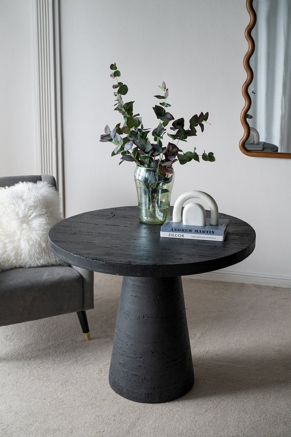 English Elm 36x36x30" Round Pedestal Dining Table Matte Magnesium Build Seats Four Compact Spaces Black W2078S00004