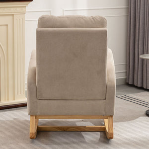 English Elm LY-5104 Plush High-Back Accent Rocking Chair with Footrest, Ergonomic Foam Cushion for Living Spaces Beige W2231P143504