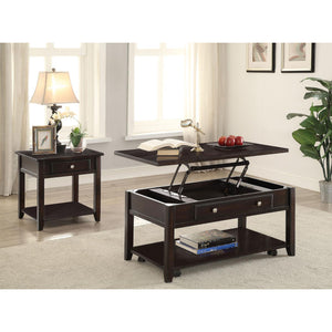 English Elm Walnut Transitional 1-Shelf End Table with Felt-Lined Drawer, Deep Finish, Square Design for Living Rooms B062P153604