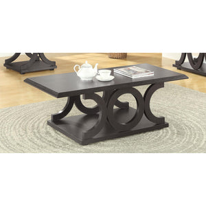 English Elm Cappuccino Modern C-Shaped Wood Coffee Table with Rounded Intersecting Silhouette, 47.25" Wide B062P153610