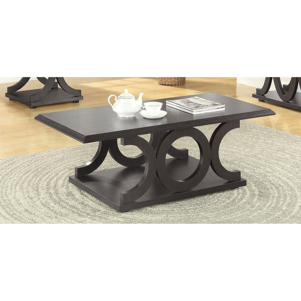 English Elm Cappuccino Modern C-Shaped Wood Coffee Table with Rounded Intersecting Silhouette, 47.25" Wide B062P153610