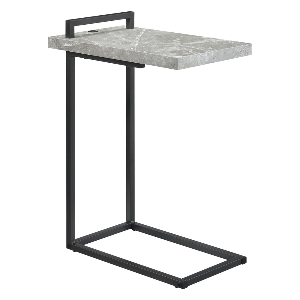 English Elm Grey Stetsonia C-Table with USB Port — Slim Gunmetal Industrial Accent Table for Small Spaces, 26" H B062P153601