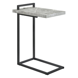 English Elm Grey Stetsonia C-Table with USB Port — Slim Gunmetal Industrial Accent Table for Small Spaces, 26" H B062P153601