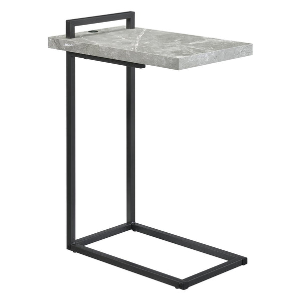 English Elm Grey Stetsonia C-Table with USB Port — Slim Gunmetal Industrial Accent Table for Small Spaces, 26" H B062P153601