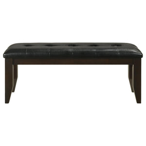 English Elm Cappuccino Modern Black Tufted Faux Leather Dining Bench with Cappuccino Base – Sleek 47" Accent Seat B062P153586