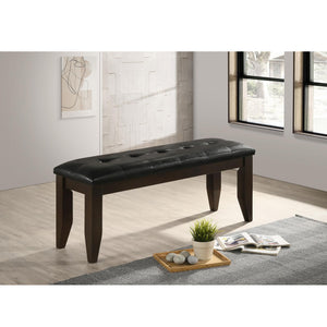 English Elm Cappuccino Modern Black Tufted Faux Leather Dining Bench with Cappuccino Base – Sleek 47" Accent Seat B062P153586